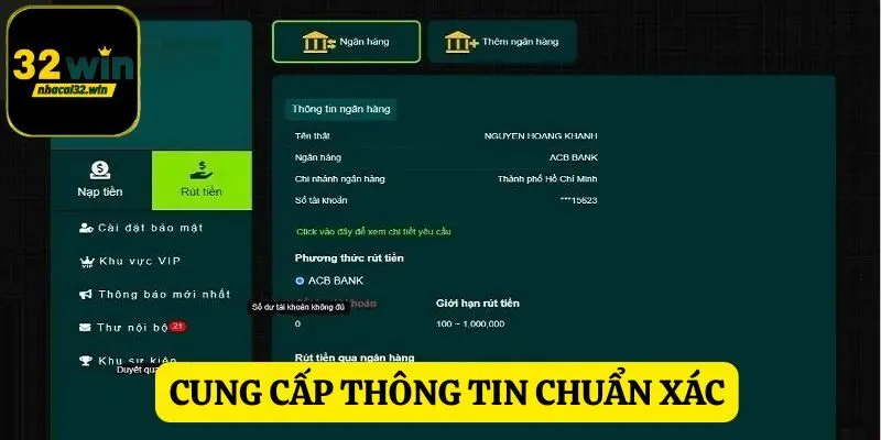 Cung cấp thông tin hoàn tất và xác nhận giao dịch